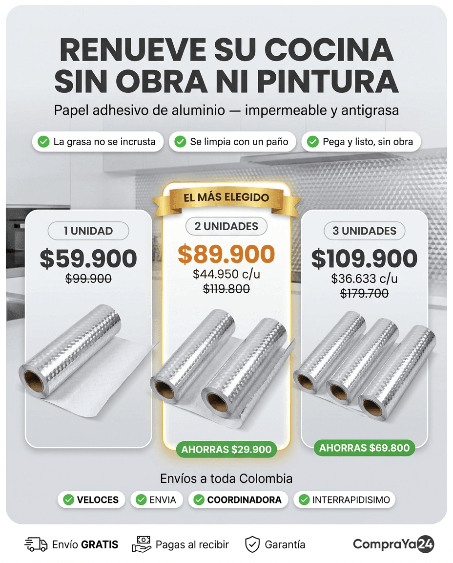 Papel Adhesivo de Aluminio para Cocina — Antigrasa — foto 3