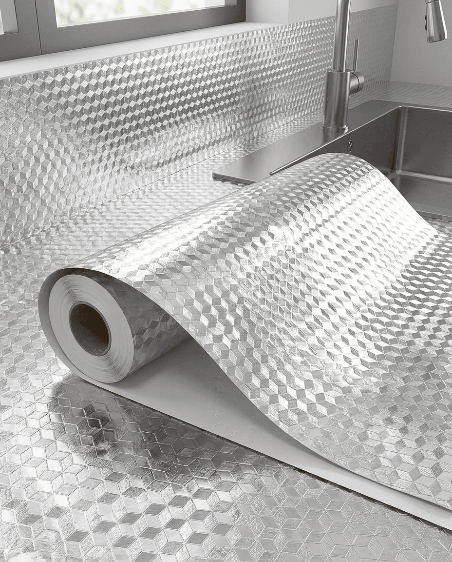 Papel Adhesivo de Aluminio para Cocina — Antigrasa — foto 2