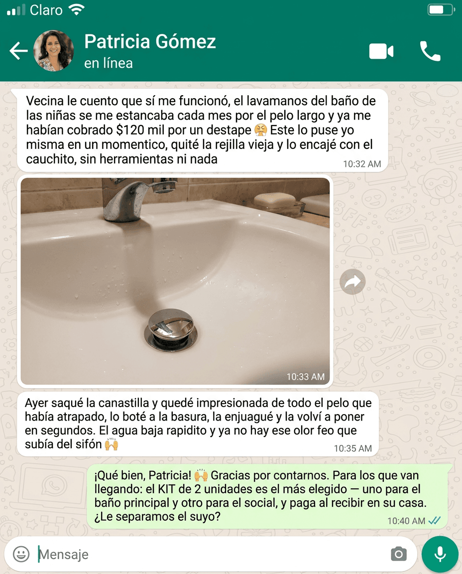 Desagüe/Rejilla para Lavamanos con Filtro — Acero Inoxidable 304 — foto 6