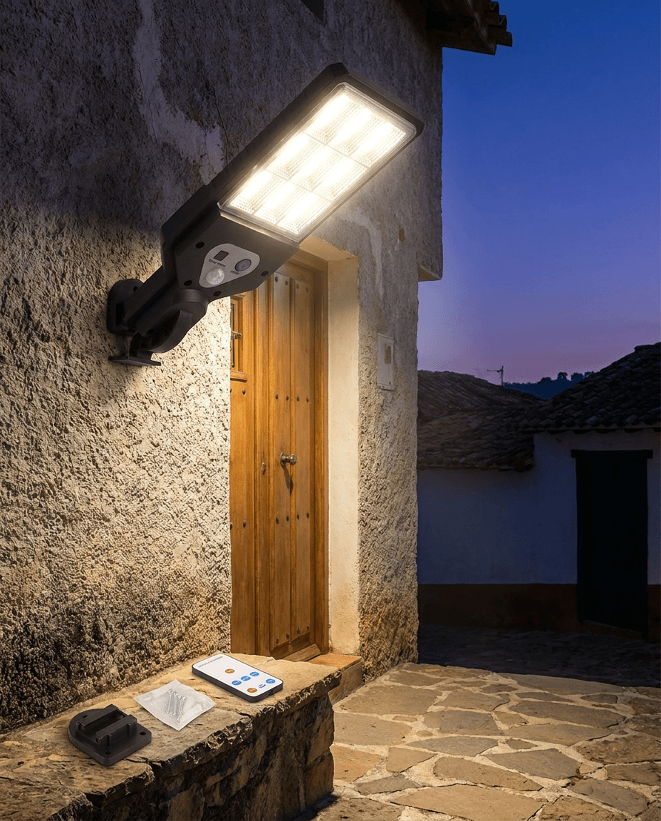 Lámpara Solar LED Exterior con Sensor de Movimiento y Control Remoto — foto 2