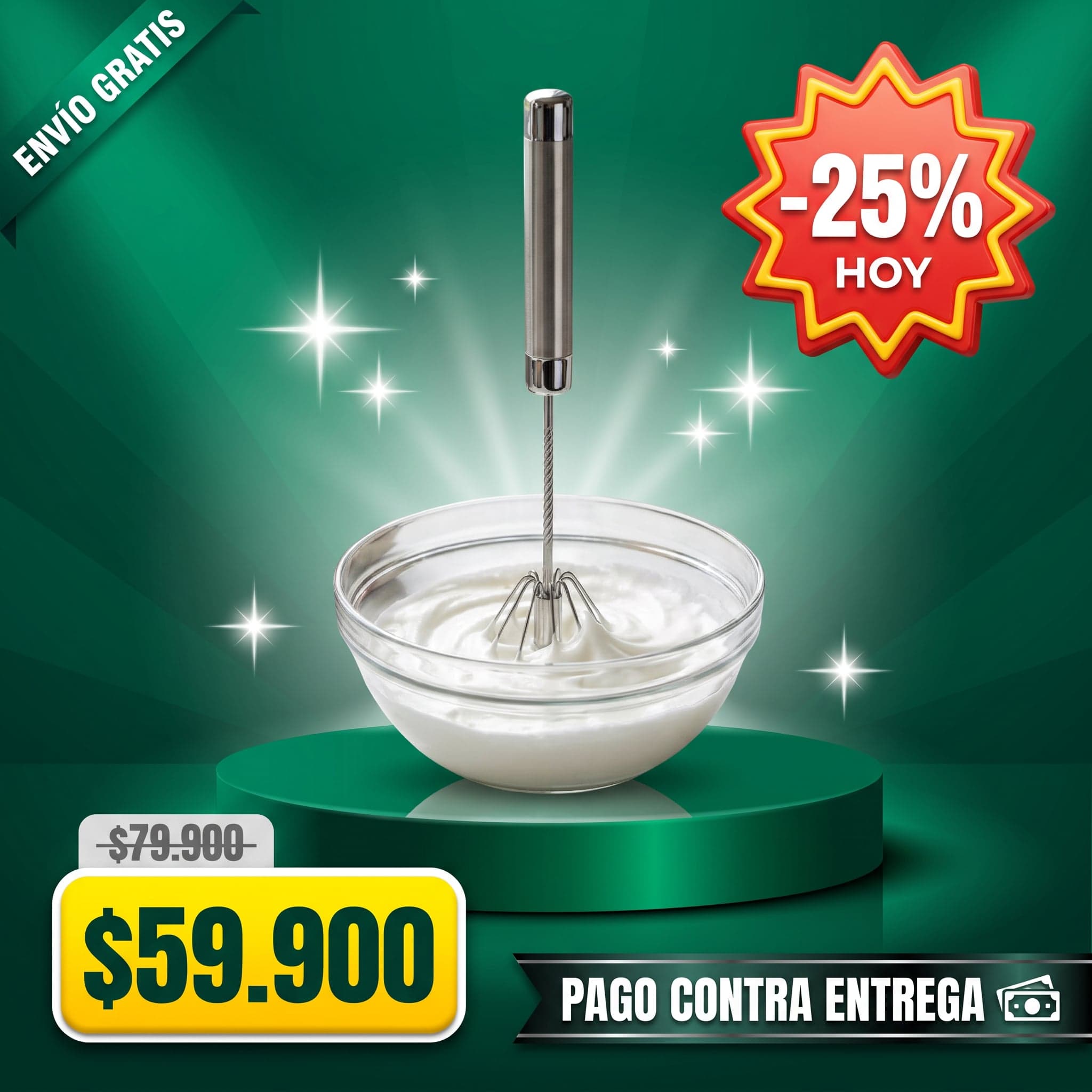 Batidor Manual Semi-automático Acero Inoxidable — foto 1