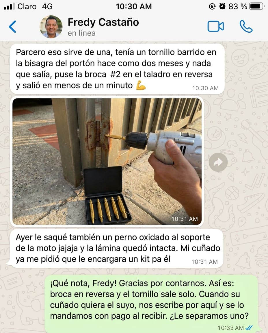 Kit Extractor de Tornillos Dañados x6 — HSS Doble Punta — foto 6