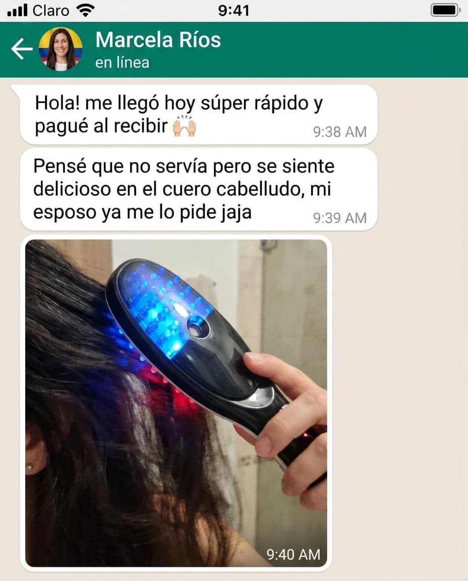 Cepillo Masajeador Capilar Eléctrico (Luz Roja/Azul + Vibración + Nebulizador) — foto 6