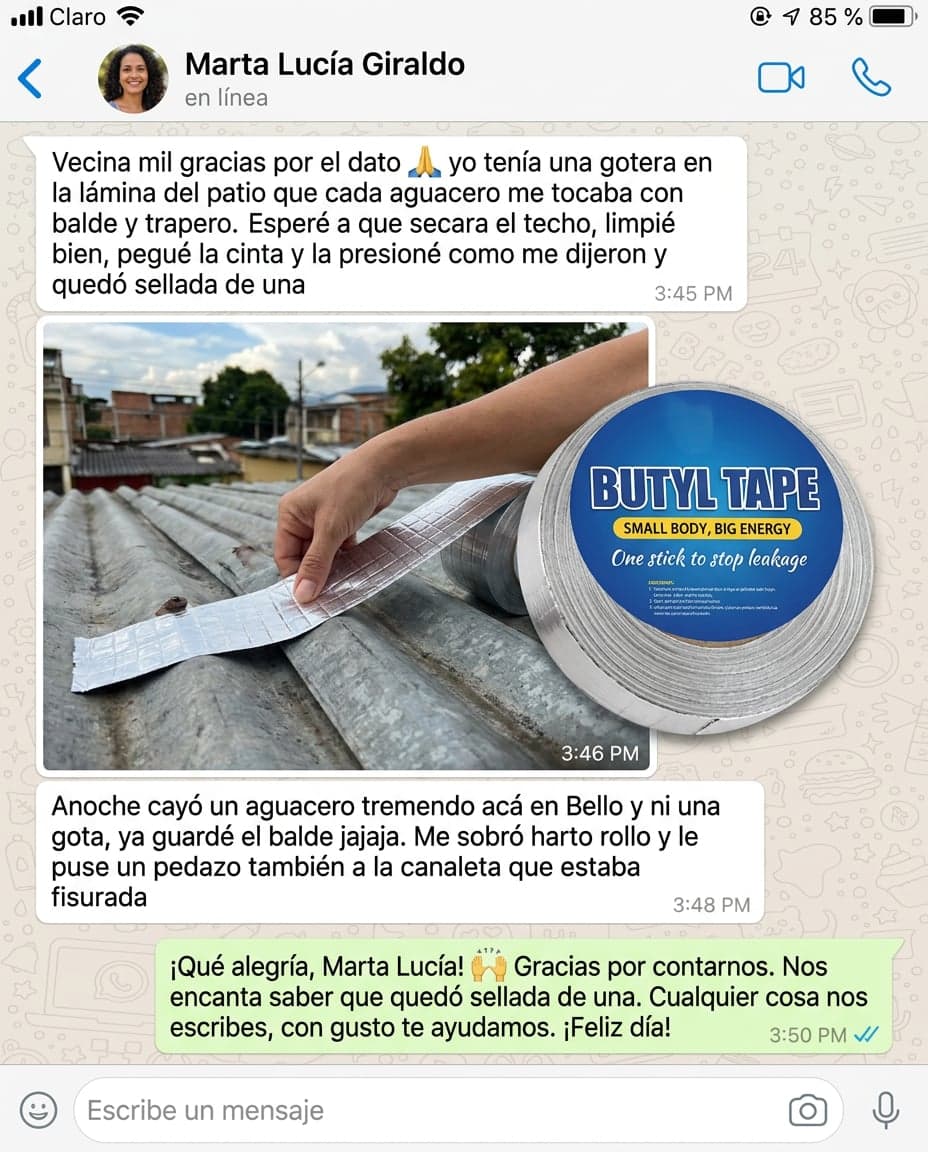 Cinta Tapa Goteras de Butilo Aluminizada — 5 cm x 10 m — foto 6