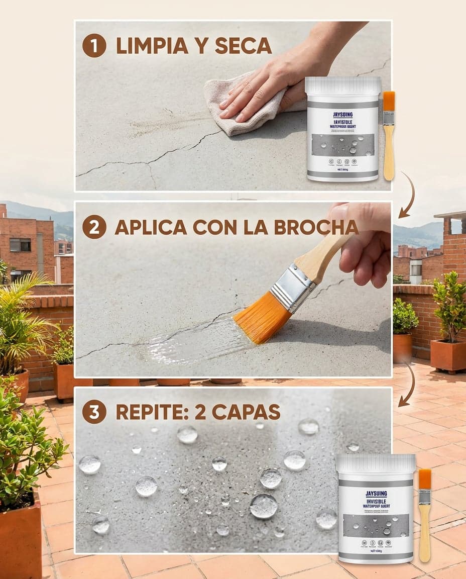 Sellador Impermeabilizante Invisible 500g con Brocha — foto 5