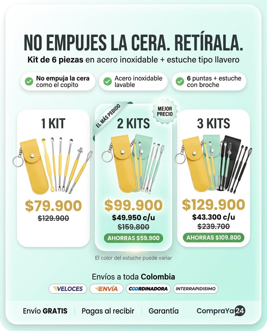 Kit de Limpieza de Oídos 6 Piezas en Acero Inoxidable con Estuche — foto 3