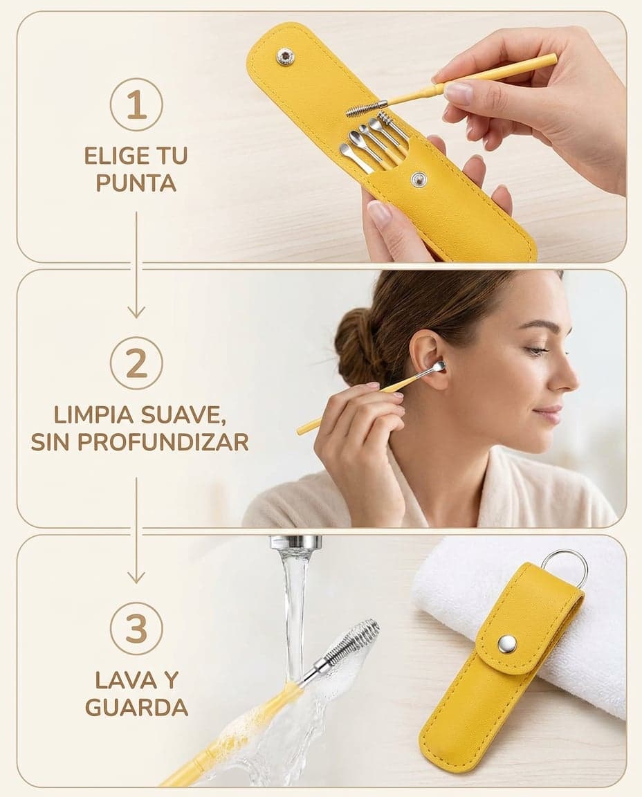 Kit de Limpieza de Oídos 6 Piezas en Acero Inoxidable con Estuche — foto 5