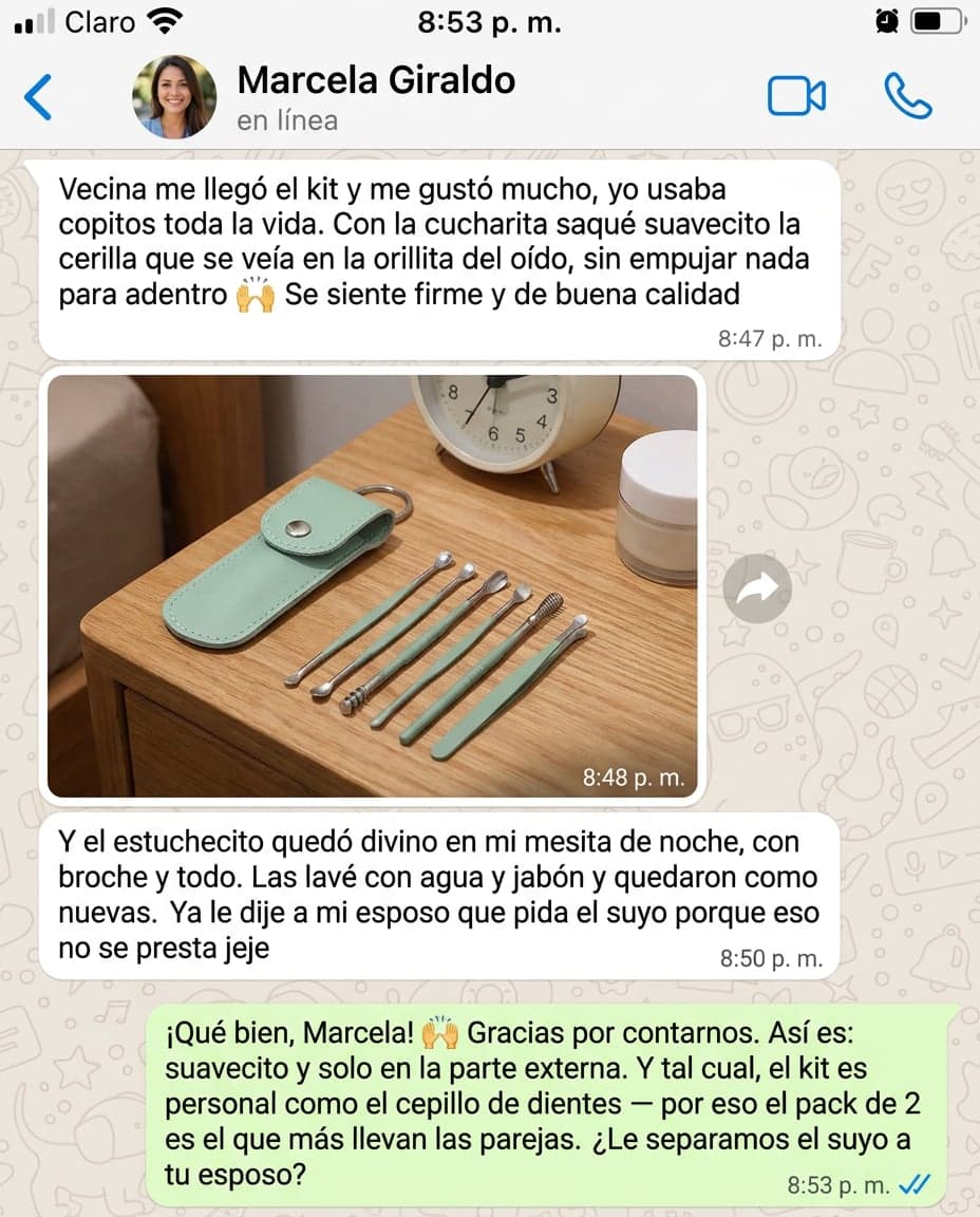 Kit de Limpieza de Oídos 6 Piezas en Acero Inoxidable con Estuche — foto 6