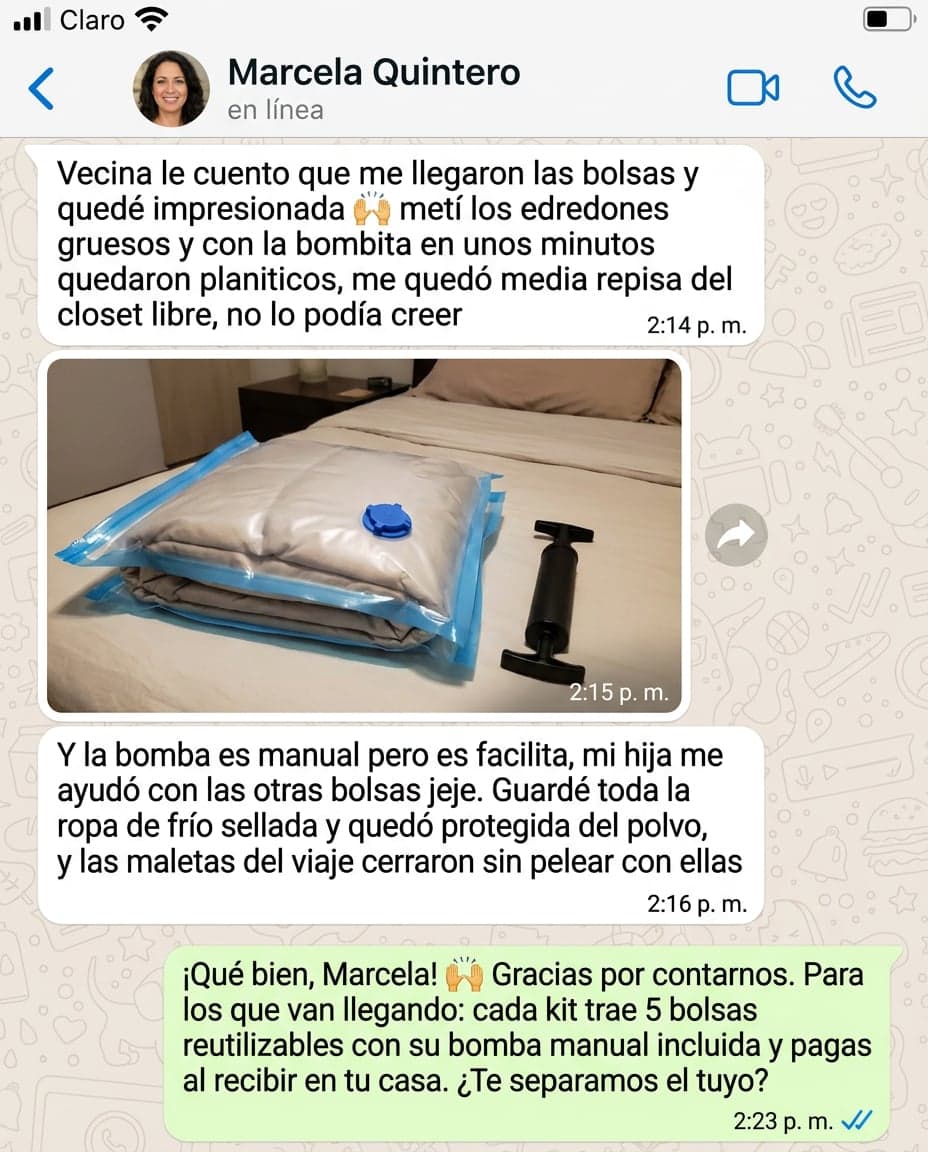Bolsas de Almacenamiento al Vacío x5 con Bomba Manual — foto 6