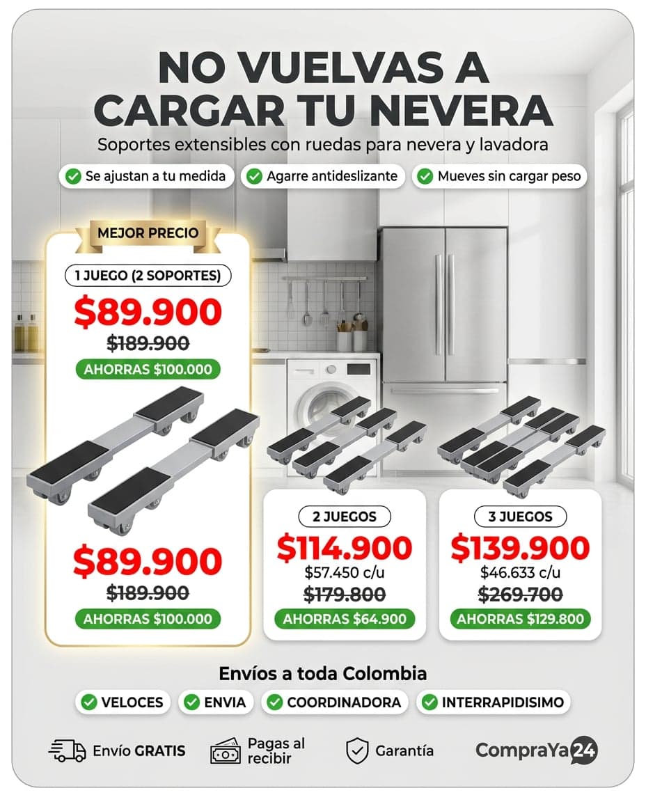 Soportes Base Extensibles con Ruedas para Nevera y Lavadora — foto 3