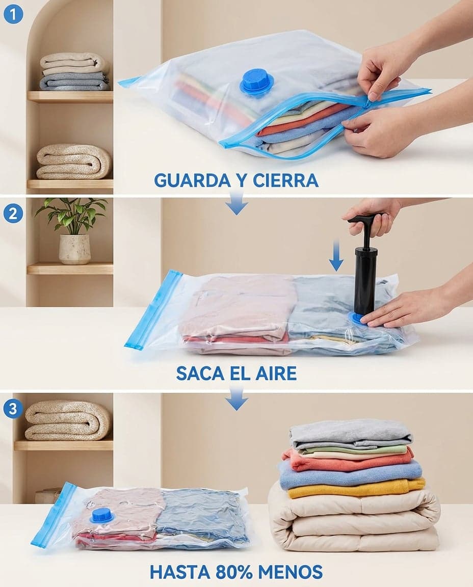 Bolsas de Almacenamiento al Vacío x5 con Bomba Manual — foto 5