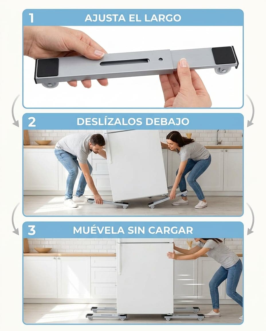 Soportes Base Extensibles con Ruedas para Nevera y Lavadora — foto 5