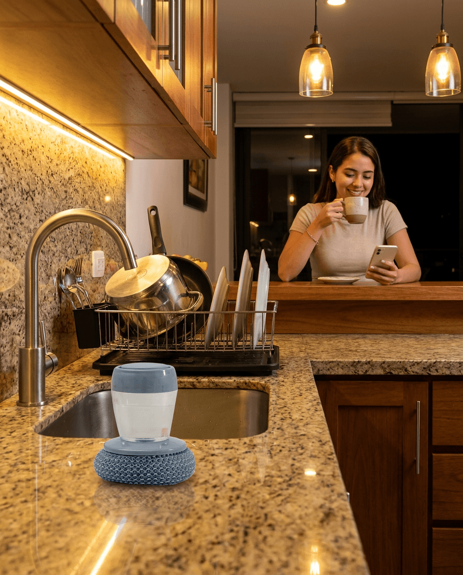 Cepillo Dispensador Jabón Loza Brillo — foto 4