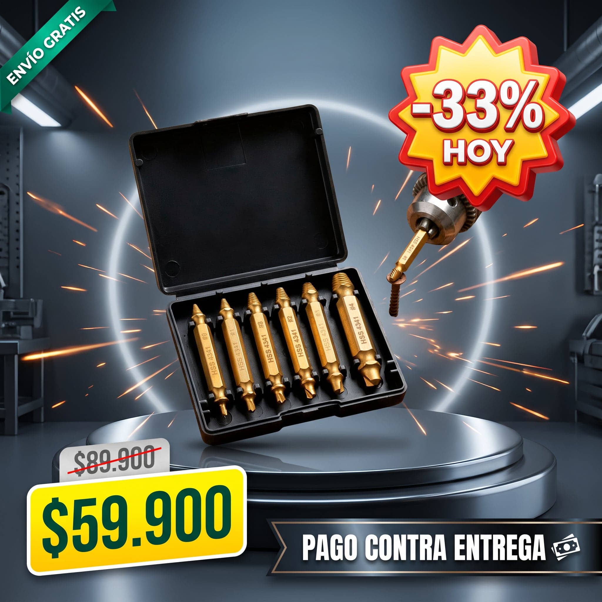 Kit Extractor de Tornillos Dañados x6 — HSS Doble Punta — foto 1
