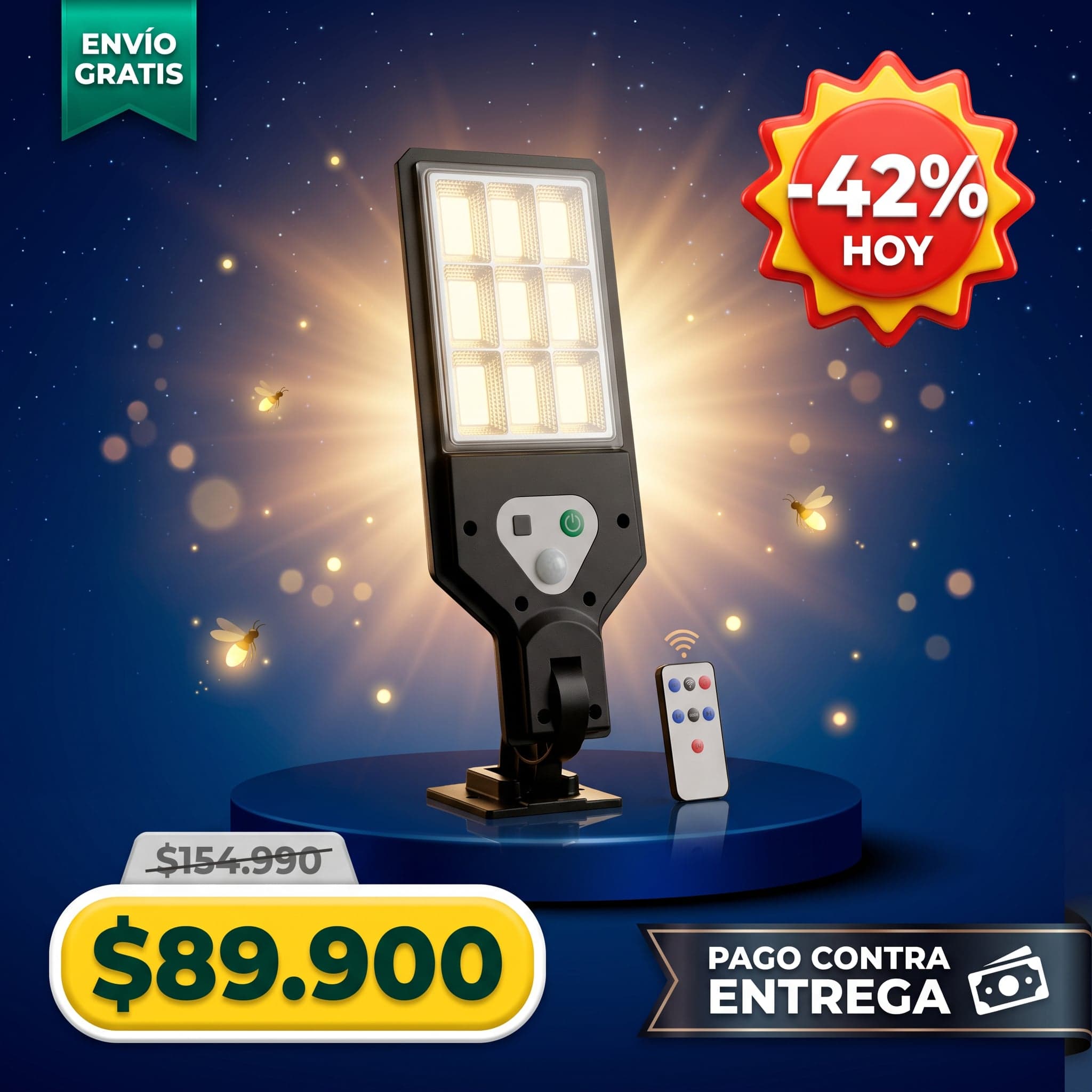 Reflector Solar LED con Sensor de Movimiento y Control Remoto — foto 1