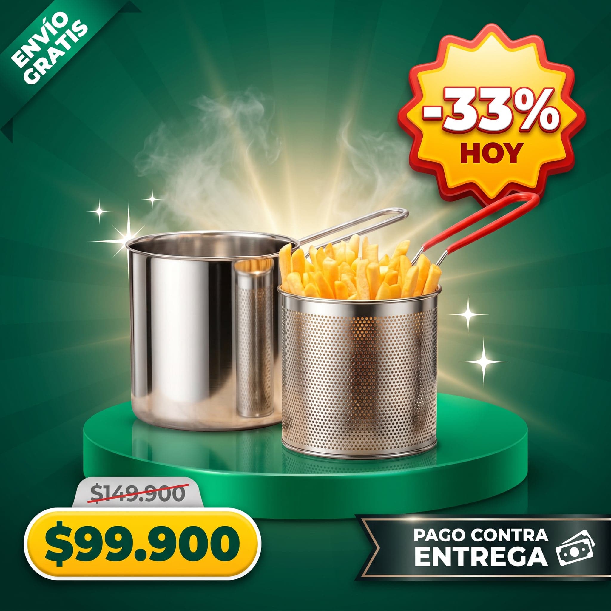 Set Olla Freidora en Acero Inoxidable con Canasta — foto 1