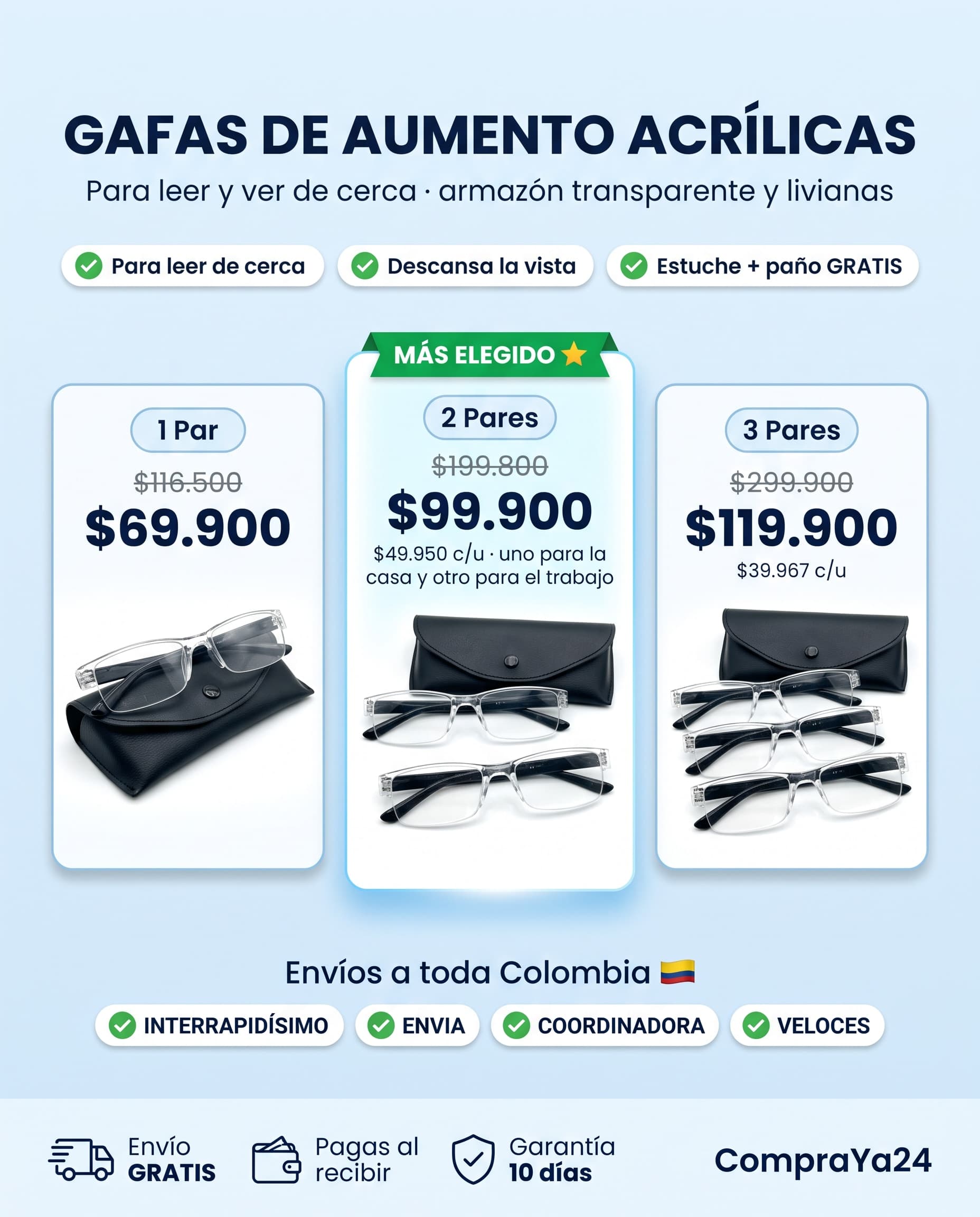 Gafas de Descanso y Aumento (Armazón Acrílico) + Estuche + Paño — foto 3