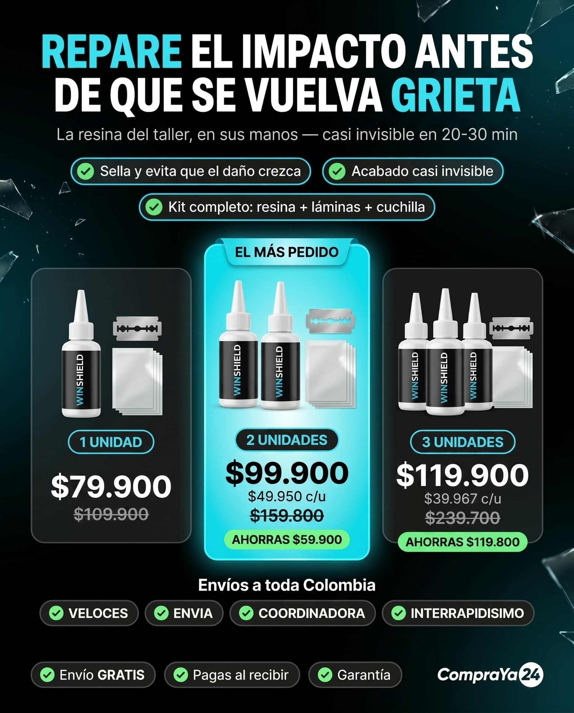 Kit Reparador de Vidrios WINSHIELD — Resina 10 ml — foto 3
