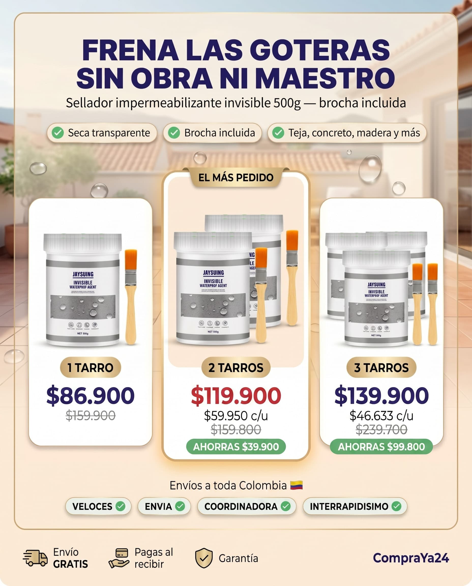 Sellador Impermeabilizante Invisible 500g con Brocha — foto 3