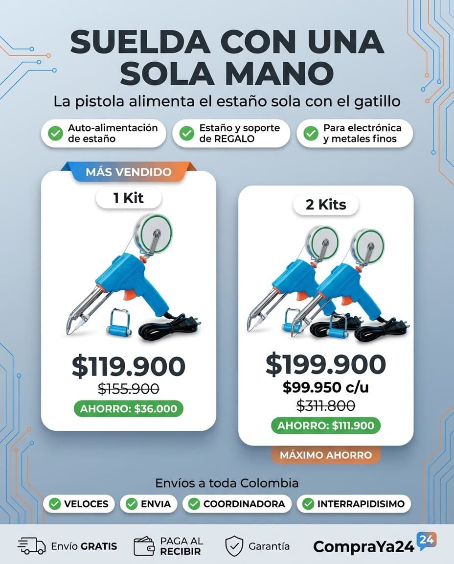 Combo Pistola para Soldar + Estaño — Kit Completo (Estaño de Regalo) — foto 3