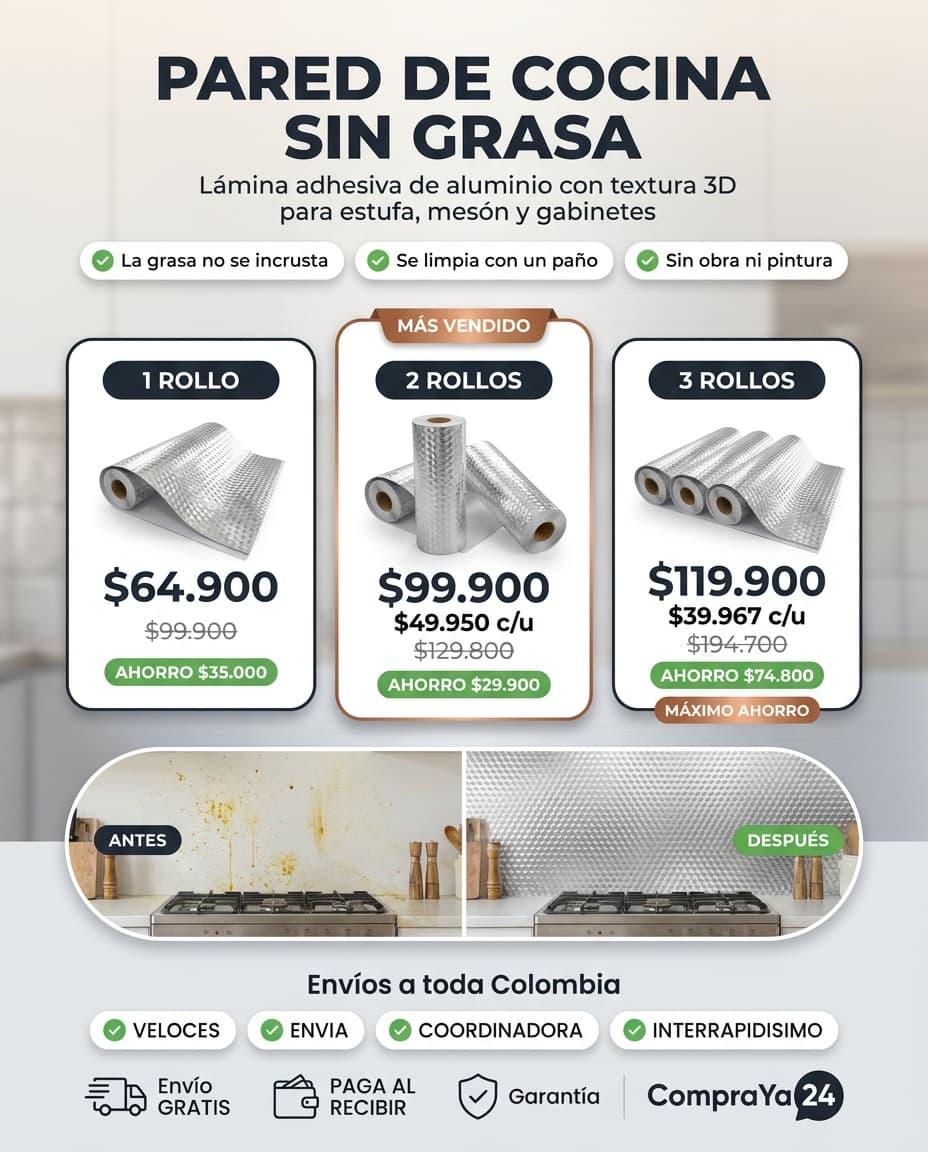 Papel Adhesivo de Aluminio para Cocina — Antigrasa — foto 3