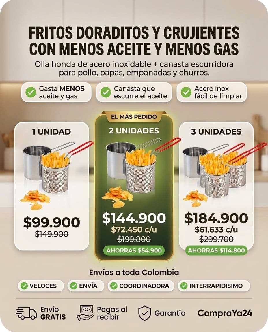 Set Olla Freidora en Acero Inoxidable con Canasta — foto 3