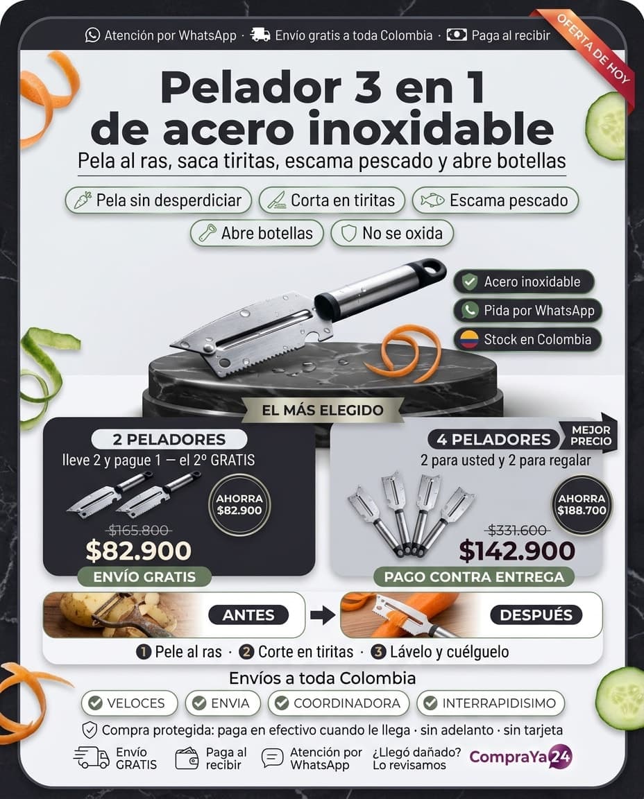 Pelador Multifuncional 3 en 1 — Acero Inoxidable — foto 3